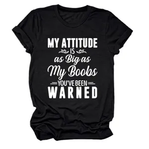 Dames casual korte mouw zwart t-shirt met grappige letter print novelty top zomerkleding