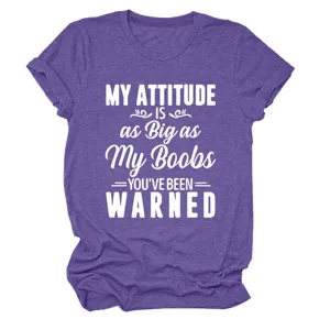 Dames casual korte mouw t-shirt met grappige slogan print, comfortabele ronde hals top.