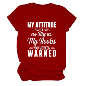 Rood dames casual ronde hals korte mouw t-shirt met grappige slogan print detail.