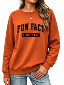 Sweat-shirt décontracté pour femme avec col rond et imprimé tendance sur le devant pour tous les jours.