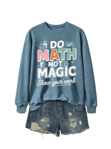 Lässiger Damen Langarm Pullover Rundhalsausschnitt mit coolem mathematischen Print.
