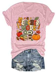 Retro dames korte mouw t-shirt teacher mode grafische top casual zomer shirt detail