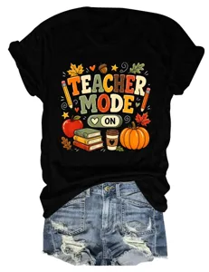 Vrouwen herfst leraar modus grafisch t-shirt korte mouw casual schattige herfst top dames