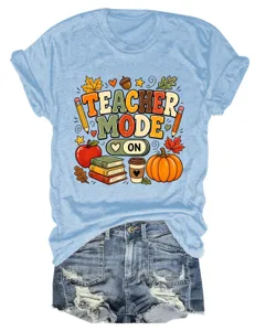 Vintage Leraar Mode Vrouwen T-Shirt Korte Mouwen Casual Ronde Hals Herfst Top Dames