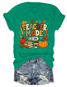 Dames Leraar Modus Korte Mouw T-Shirt Herfst Retro Grafisch Topje Kleding Casual