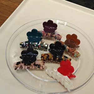 Französisches Acetat Große Blume Haarklammer Vintage Haifisch Clip Medium Halb-Bindung Haaraccessoires Für Damen Tägliches Styling