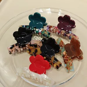 Französische Acetat Blumen Haarklammer Retro bunte Haifischklammer für elegante halboffene Frisuren