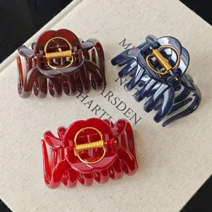 Large hair claw clips set for thick hair, stylish acetate shark clips with secure metal spring.