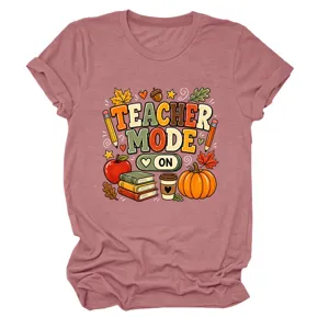 Vintage lerares grafisch dames t-shirt korte mouw herfst brief print casual top tee