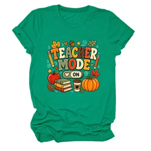 Vrouwen korte mouw t shirt leraar mode herfst grafische top casual comfortabele ronde hals