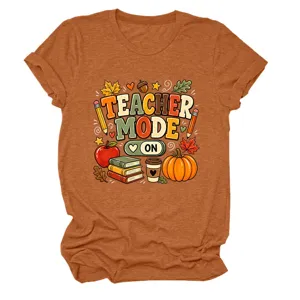 Casual herfst leraar mode grafische print korte mouw crewneck t-shirt voor dames wear