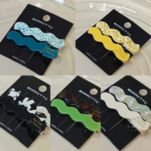 Retro acetate wave hair clip for women high-end summer side bangs clip hair accessory