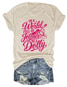 Women's casual round neck short sleeve graphic t-shirt matching with denim shorts outfit.