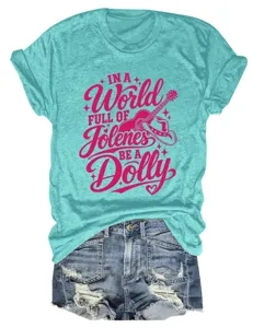 Women short sleeve t-shirt and denim shorts set with graphic print casual outfit.
