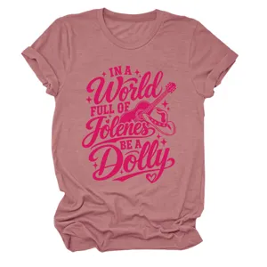 Women graphic crewneck short sleeve t-shirt casual everyday wear top with cute lettering print