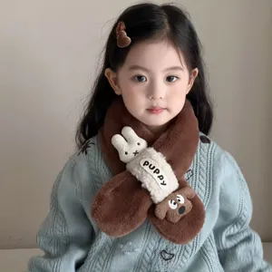 Niños Dibujos Animados Perro Conejo Peluche Cálido Bufanda Otoño Invierno Espesado Lindo Cuello Unisex Bebé Suave Forro Polar Calentador de Cuello