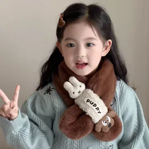 Bufanda de felpa para niños con diseño de animales, suave y cálida para el invierno.