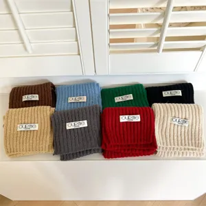 Kids winter warm knitted scarf soft cute wool neck warmer versatile children fashion scarf