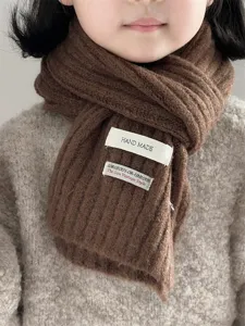 Children winter knit scarf cute brown warm neckerchief soft stylish baby accessories