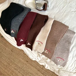 Children knitted scarf winter warm puppy embroidery cute multicolor fashion neck warmer