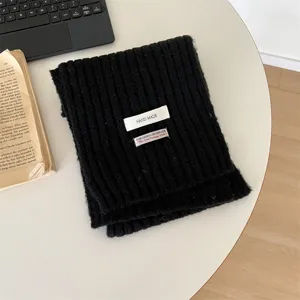 Children black knitted scarf winter warm wool neck warmer cute style baby clothing accessories