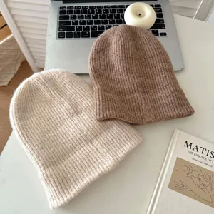 Cozy ribbed knit beanie hats for kids winter warm casual unisex solid color winter fashion headwear