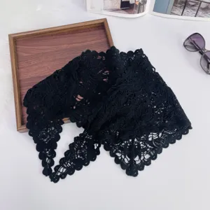Black lace hollow triangular scarf knit headscarf versatile spring travel decorative shawl