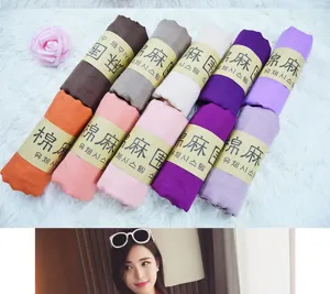 Elegante sciarpa tinta unita in cotone lino colori caramella donna protezione solare spiaggia