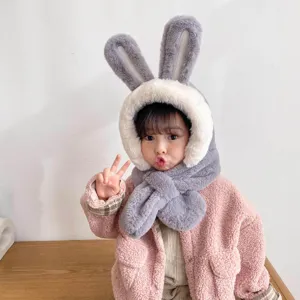 Set cappello e sciarpa con orecchie di coniglio bambino caldo spesso inverno dettaglio