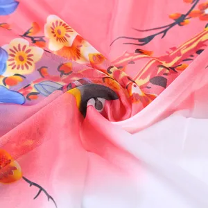 Spring summer floral chiffon scarf women fashion gradient shawl elegant beach wrap accessory.