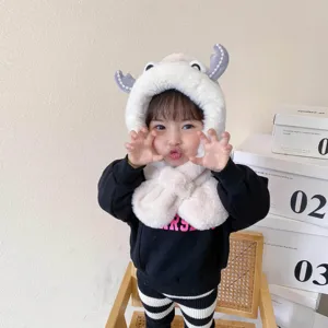 Simpatico cappello sciarpa in peluche per bambini autunno inverno caldo copricapo bimbo