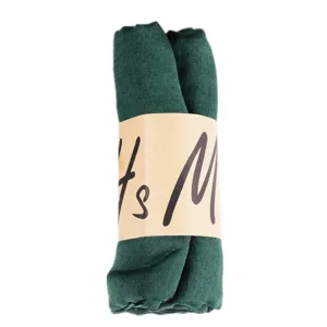 Sciarpa in lino e cotone tinta unita donna, verde scuro leggero foulard estate moda.