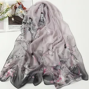Women Lightweight Chiffon Scarf Floral Print Long Shawl Beach Sunscreen Scarf Fashion Spring Summer Neckwear Accessory