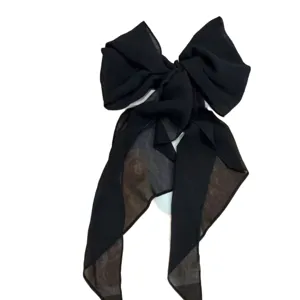 Style coreen ruban noeud papillon en mousseline noire foulard uni polyvalent principal
