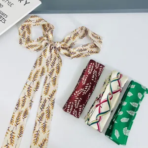 Korean style spring summer thin decorative ribbon silk scarf, long sweet hair band neck scarf.