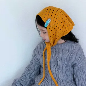 Pañuelo triangular de punto calado estilo coreano para niños primavera otoño