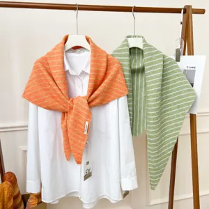 Vrouwen lente herfst gestreept gebreid driehoek sjaal mode kantoor omslagdoek warm.