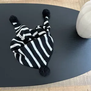Kids winter knitted striped scarf cute black and white warm kids neck warmer soft