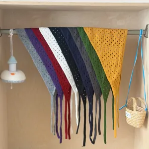 Pañuelo triangular de punto calado estilo coreano para mujeres y niños, bufanda ligera y transpirable.