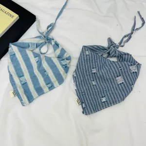 Kids cotton striped triangle scarf trendy baby breathable windproof bib spring autumn