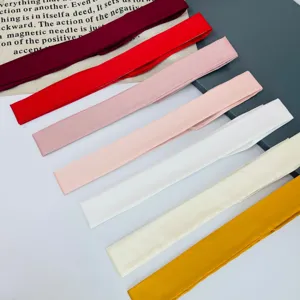 Solid color narrow satin silk scarf for bag handle ribbon hairband and chic neckerchief decor.