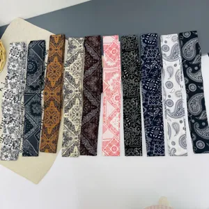 Sciarpa lunga in seta stampata Paisley elegante nastro foulard accessorio moda chic