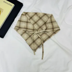 Kids plaid bandana stylish Korean triangle scarf breathable spring autumn headwear