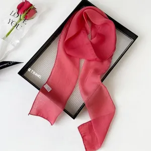 Women Solid Color Long Strip Chiffon Scarf Elegant Sweet Ribbon Hair Band Bag Scarf Daily Accessories