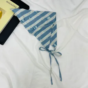 Kids Korean style striped triangle scarf cute breathable retro distressed headscarf for spring