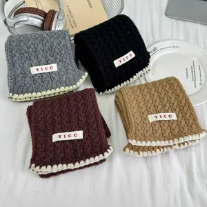 Children solid color cable knit scarf autumn winter cute warm neck warmer 4 colors