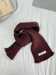 Kids solid cable knit scarf autumn winter warm cozy unisex children woolen neck warmer