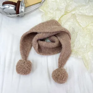 Kids knitted scarf autumn winter warm wool ball neck warmer cute children tassel neckerchief