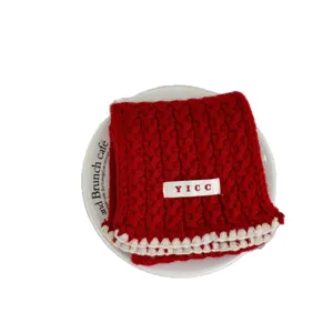 Kids solid color cable knit winter scarf, cozy warm knitted neck warmer for boys and girls.