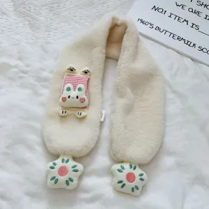Children plush scarf cute rabbit winter warm neck warmer kids soft fluffy fashion apparel